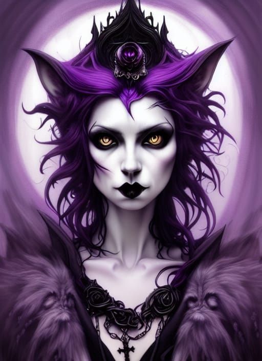 Gothic Wolf Goddess Portrait in Burtonesque Style