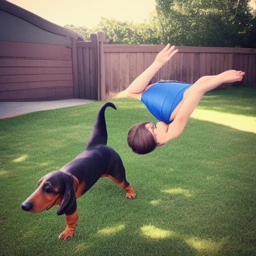 Madame Watson and Wiener Dog Backflip