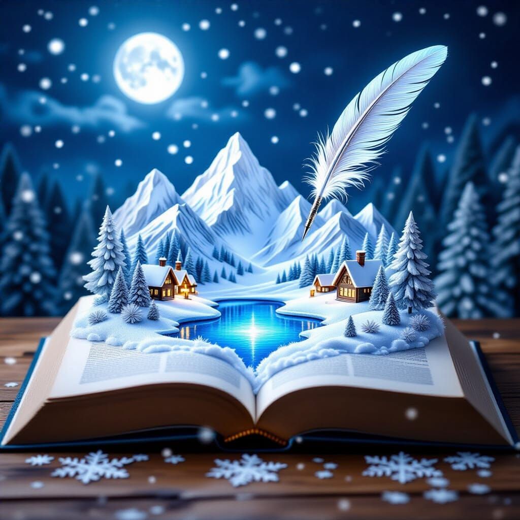 Enchanted Winter Realm Rises From Open Book