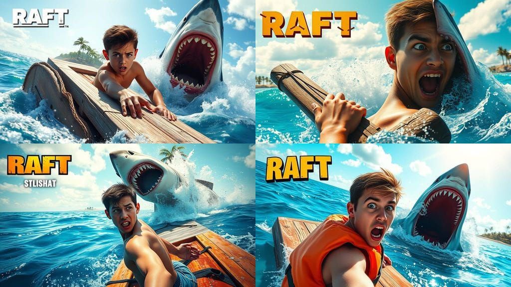 Dramatic Ocean Survival Scene in Hyper-Realistic Style