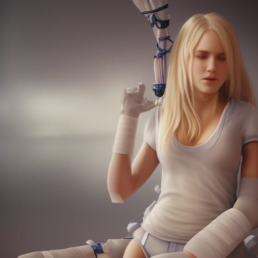 Girl in Body Cast: Detailed Fantasy Art