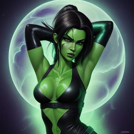 Shego as Lara Croft in Cosmic Illustration