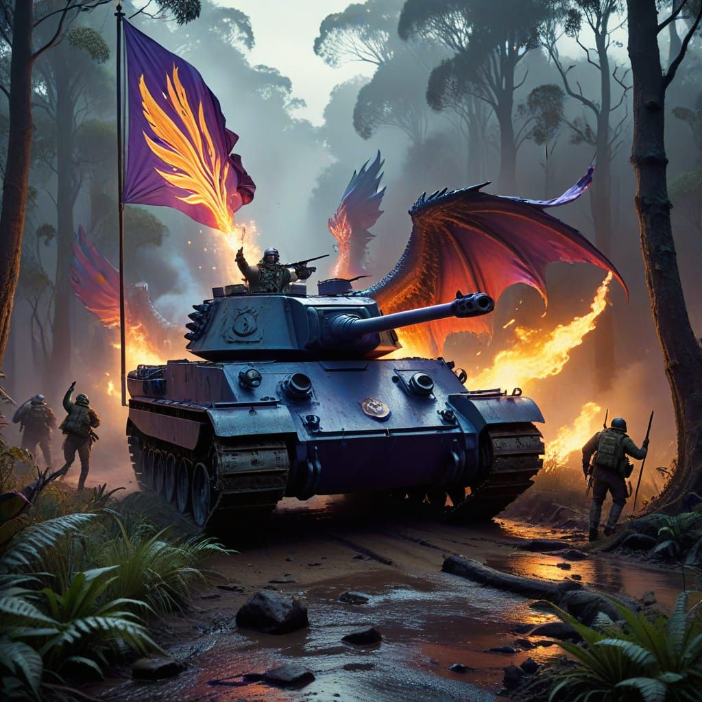 Epic Cinematic Battle Scene with Mythical Creatures