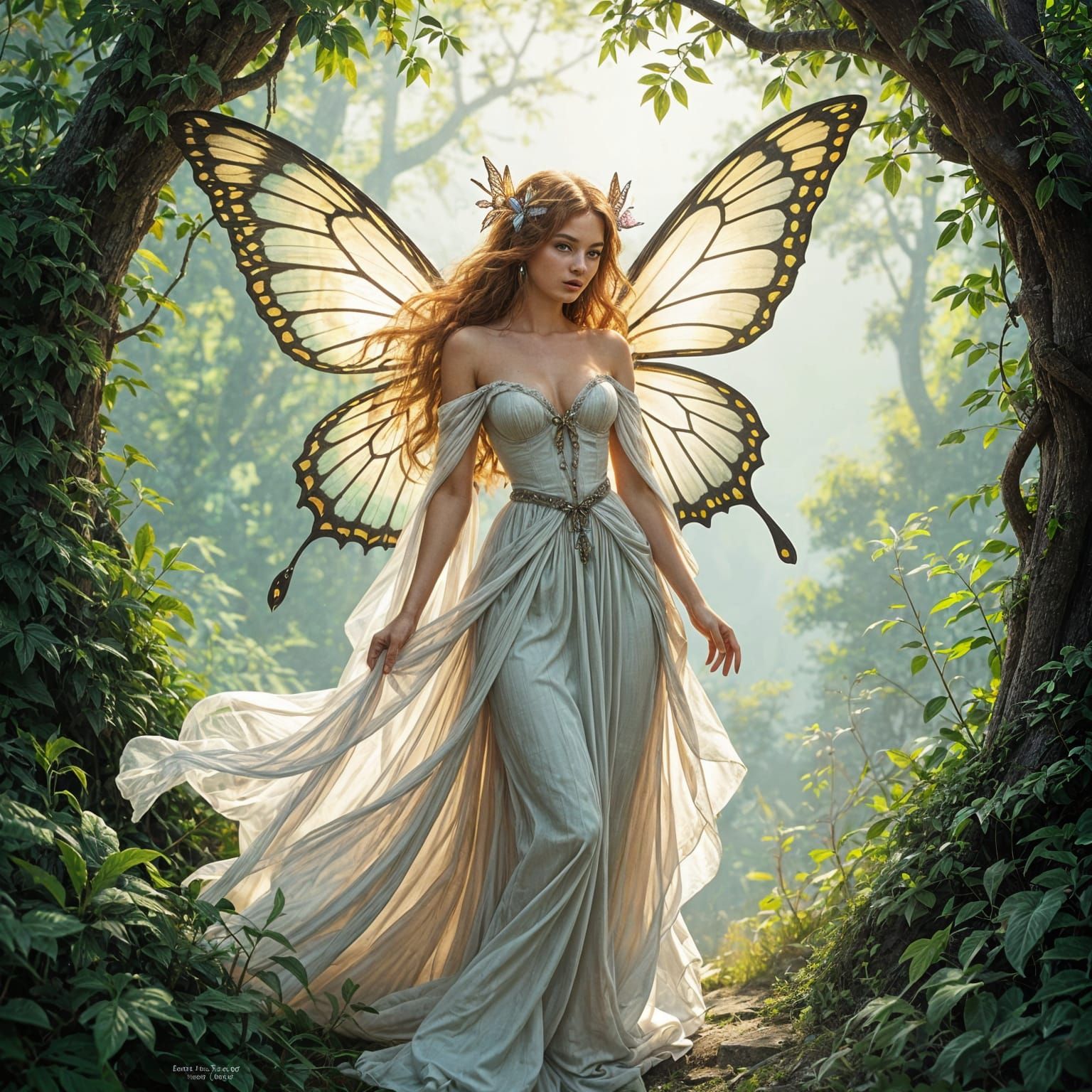 Intricate Fairy with Butterfly Wings