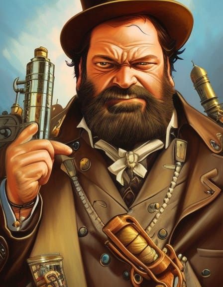 Steampunk Bud Spencer in Neo-Victorian Comic Art