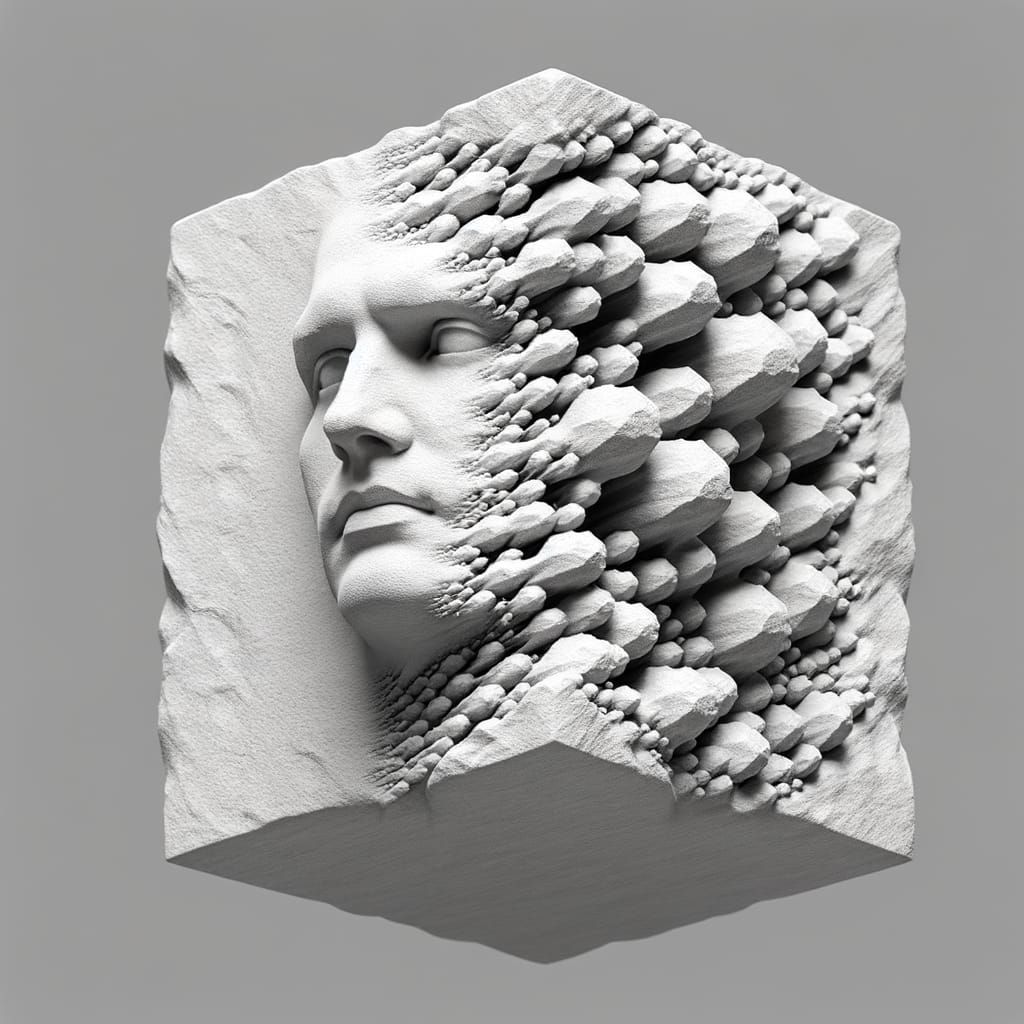 Surreal Stone Figure Emerges from the Illusion