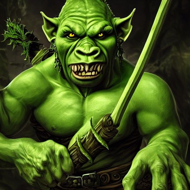 Sinister Orc Warrior with Spear in 8K