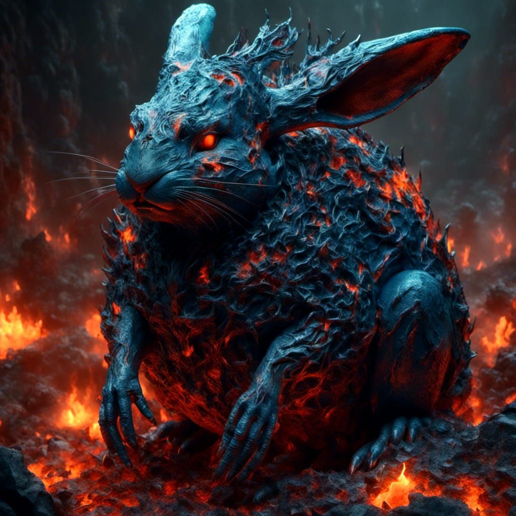 Hyperrealistic Undead Lava Rabbit Abomination