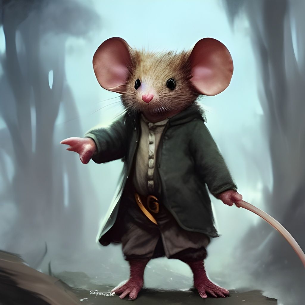 Mouse Dressed as Hobbit, Digital Art