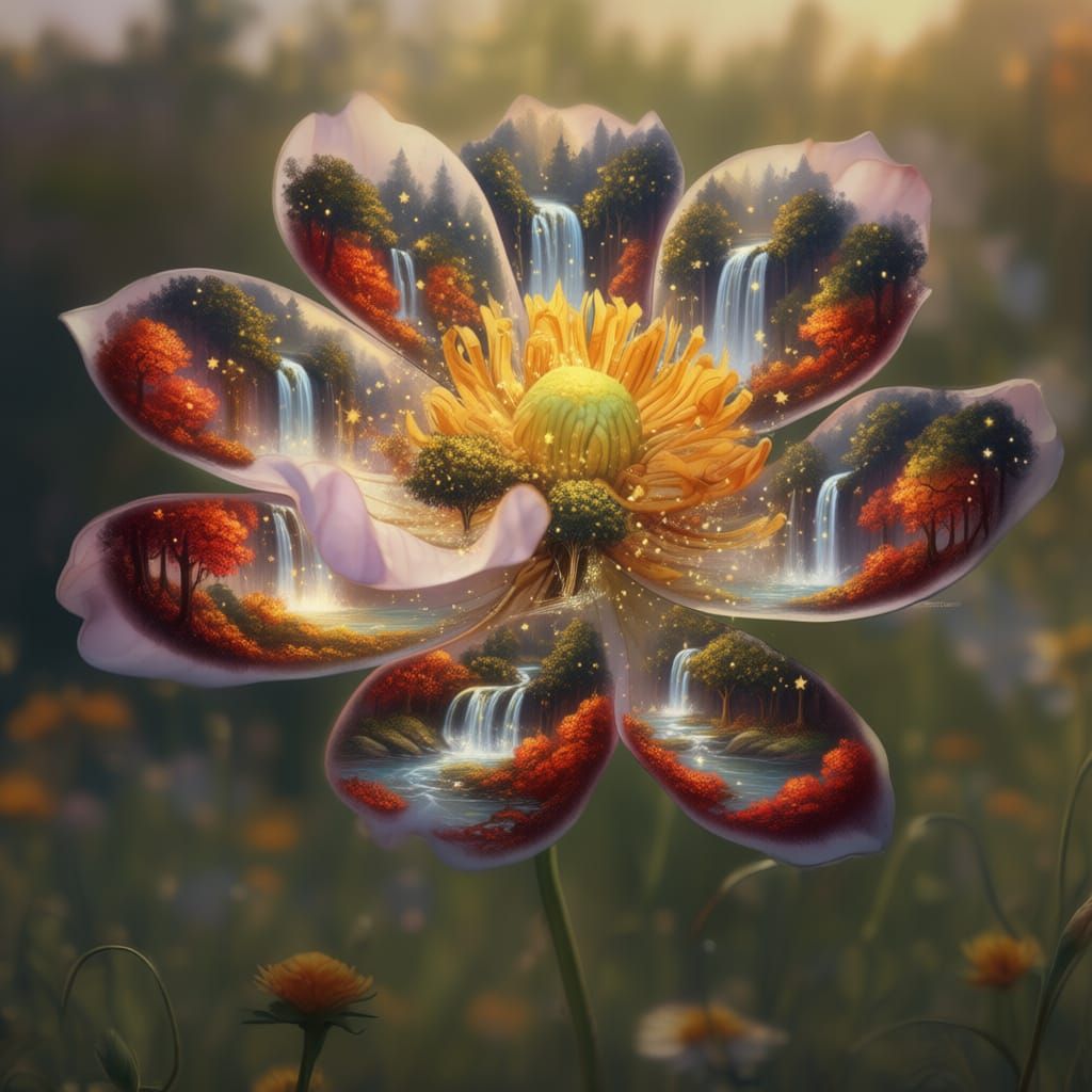 Magical Blooming Rose with Miniature Worlds