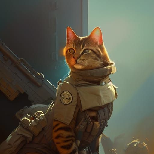 Military Cat Concept Art in 8K Resolution