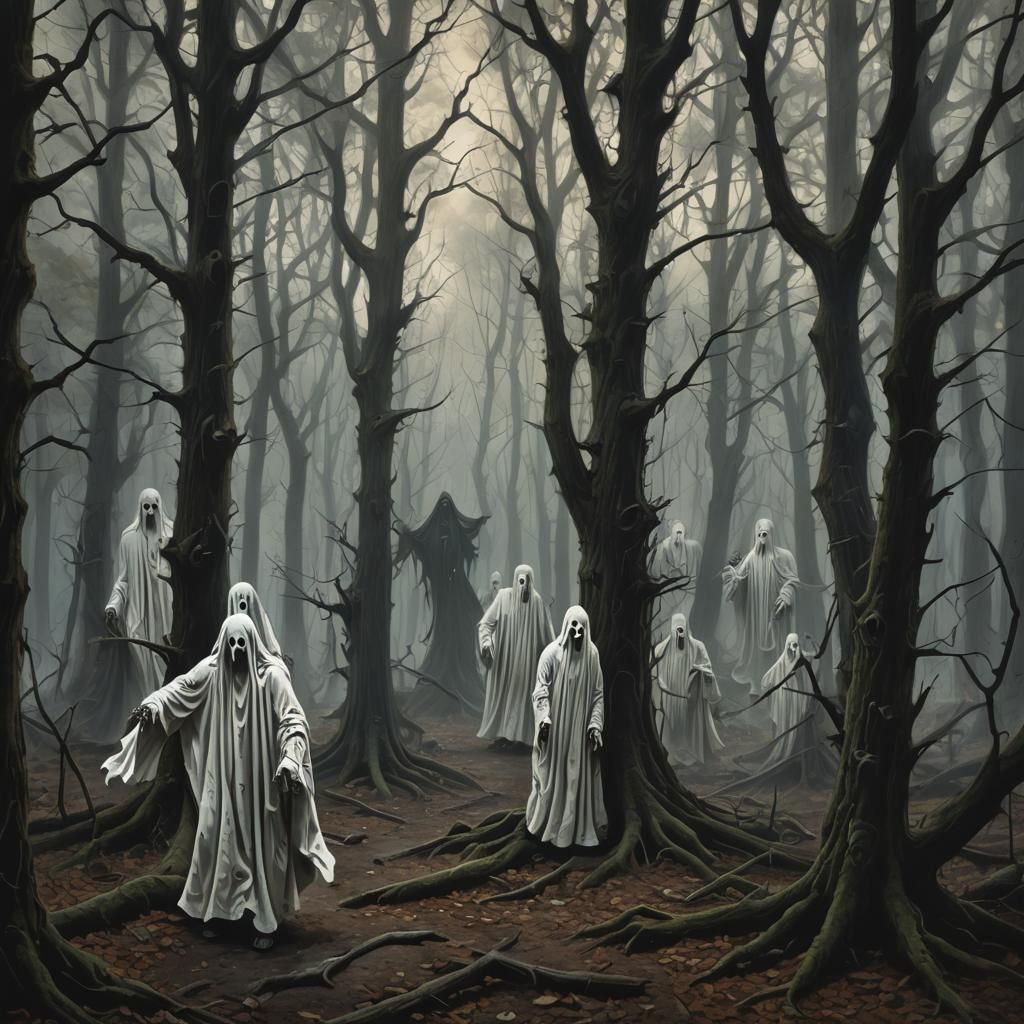 Sinister Haunted Forest with Ghosts