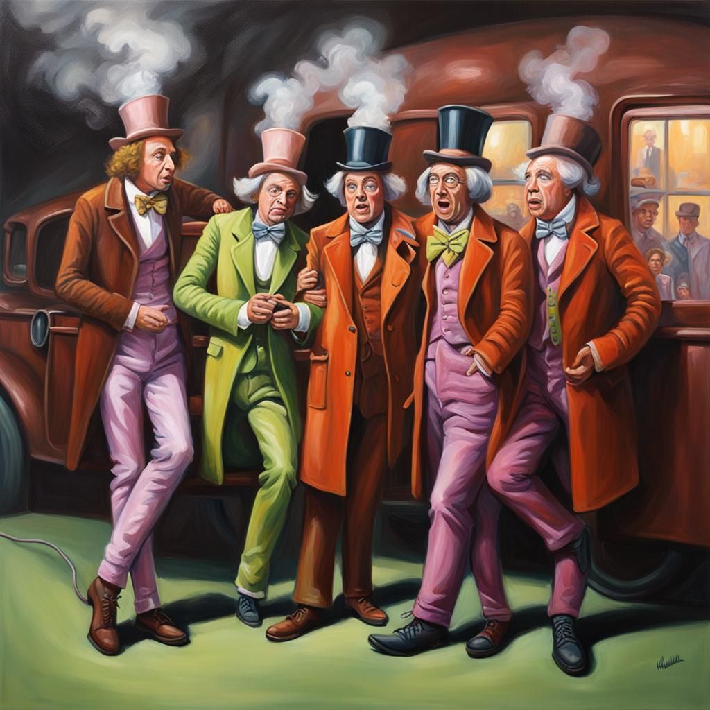 Oompa Loompas Smoke Break: A Warhall Oil Painting