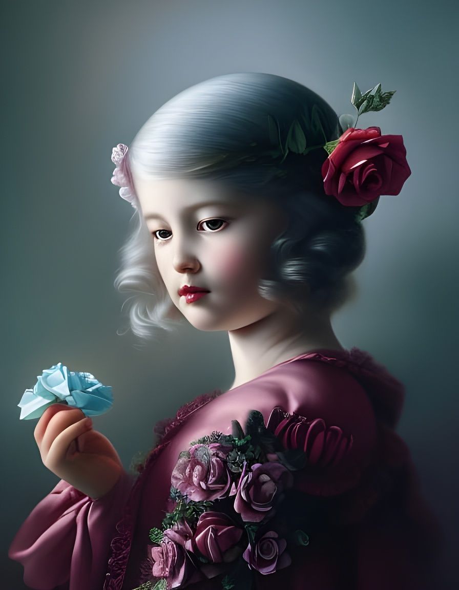 girl with a paper rose