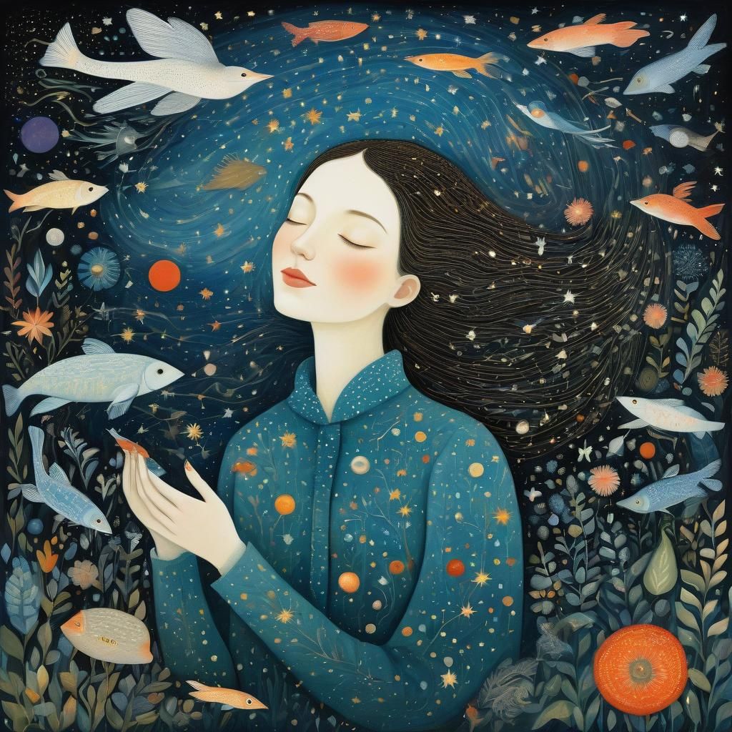 Galactic Dream: Girl's Joy in Infinite Consciousness