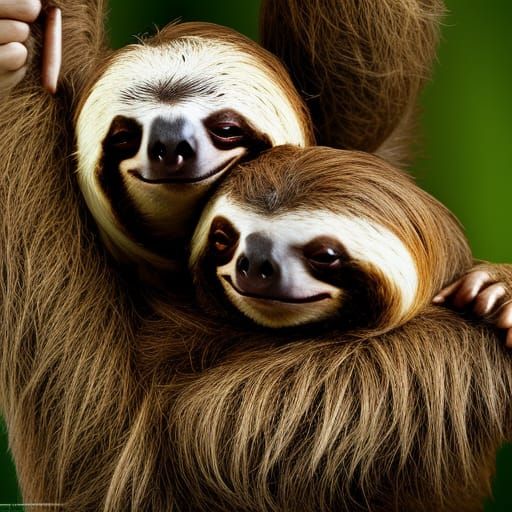 Sloths Embracing: Professional Portrait Photography