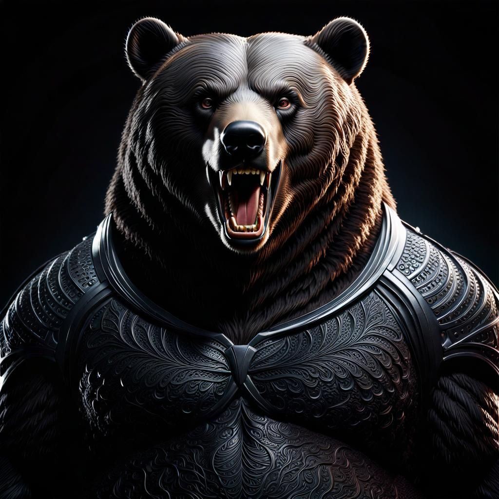 Horrific Obese Vampire Bear Portrait in Japanese Style