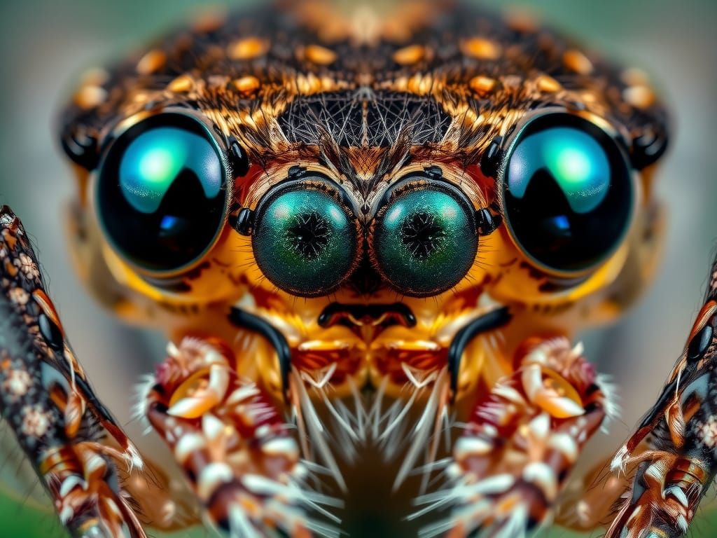 Hyperrealistic Spider Eyes with Bokeh
