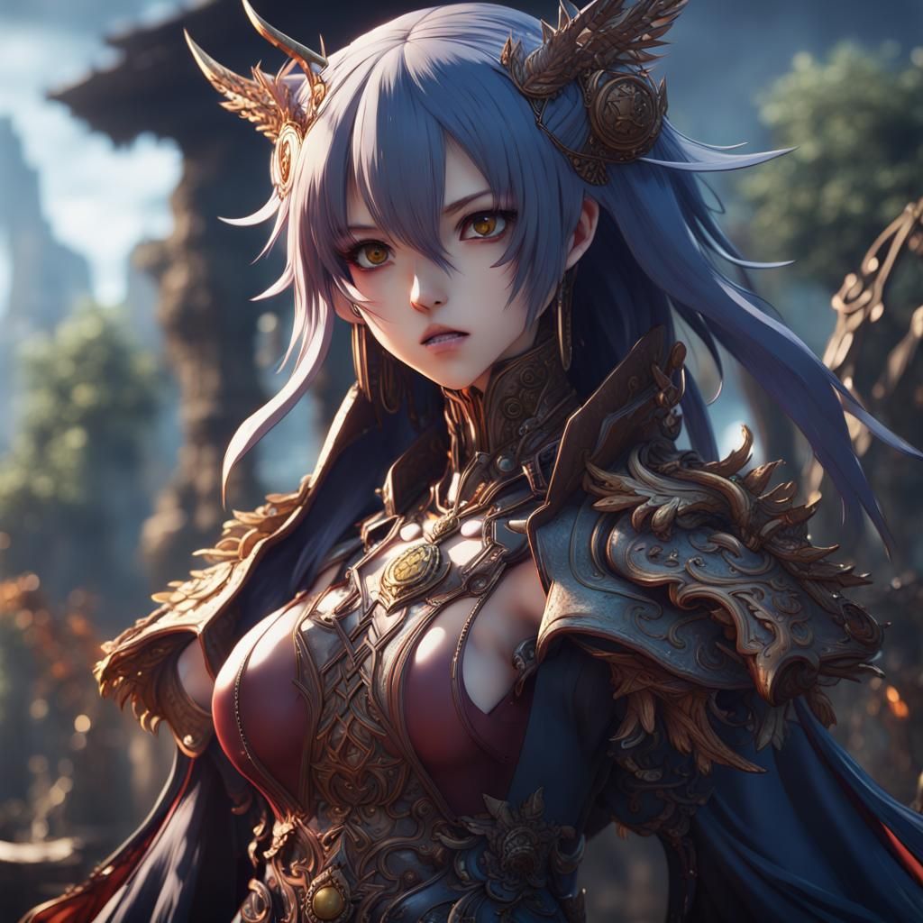 Furious Anime Character in Detailed Matte Painting