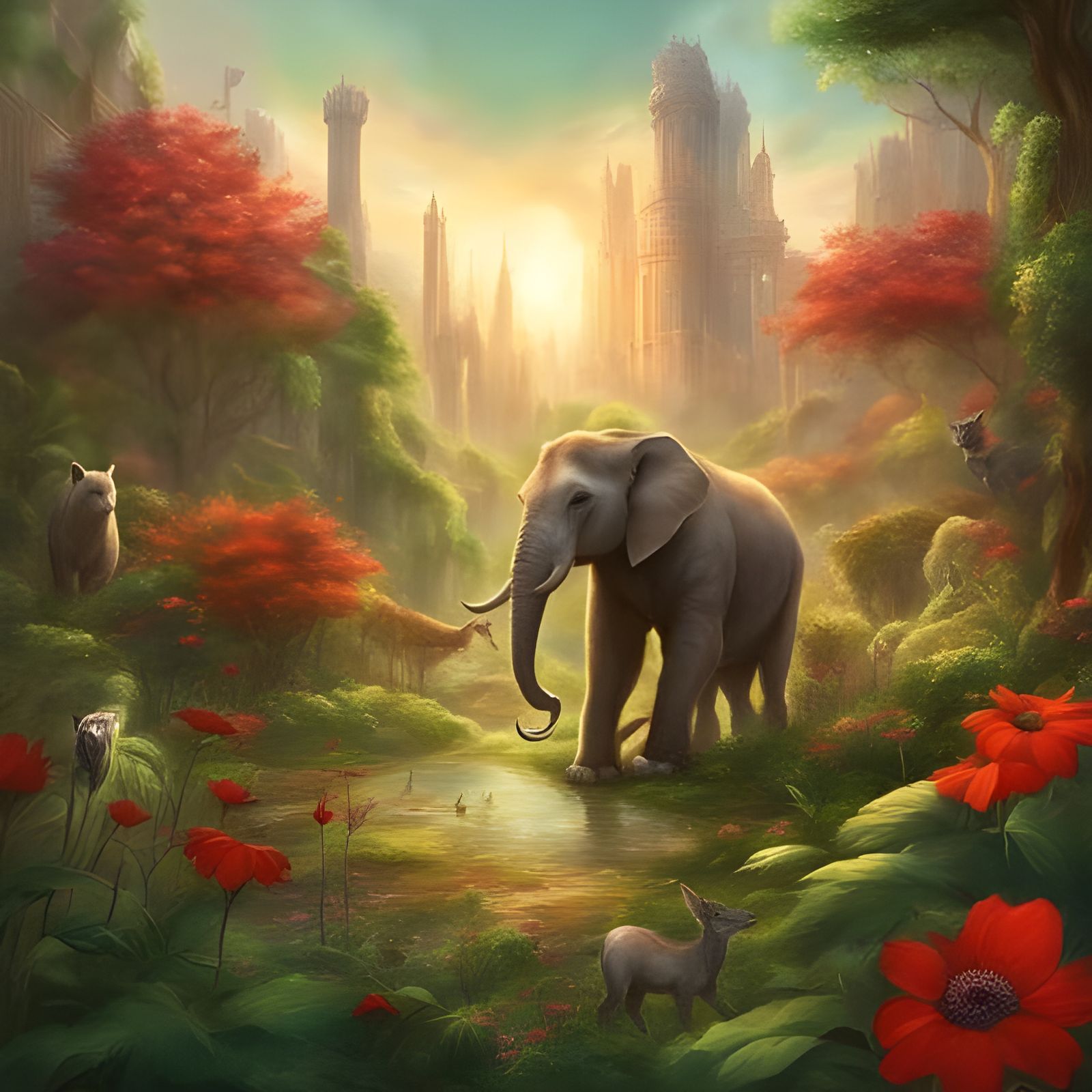 Post-Apocalyptic Zoo in Overgrown Cityscape