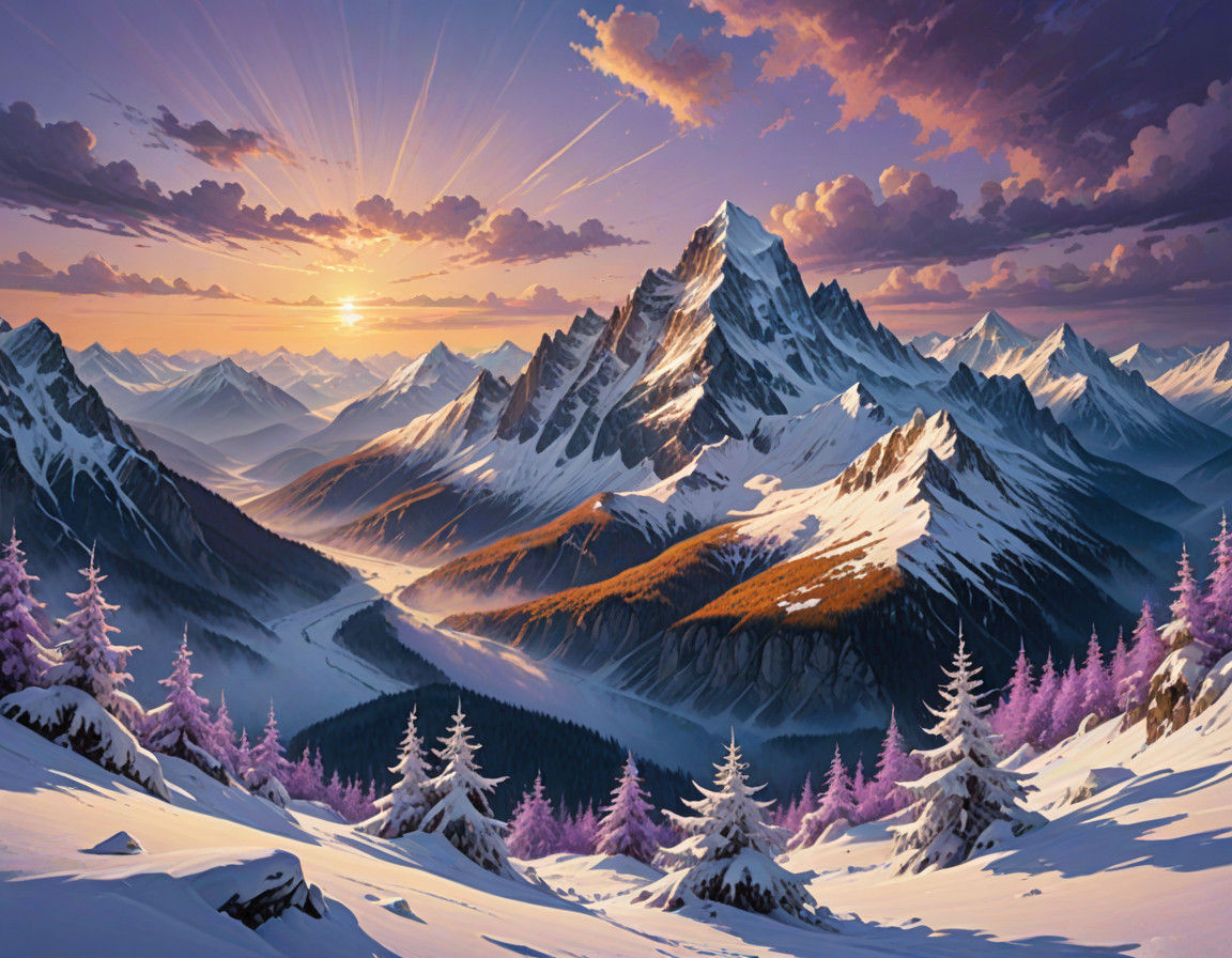 Ladies Dancing in a Vibrant Winter Wonderland