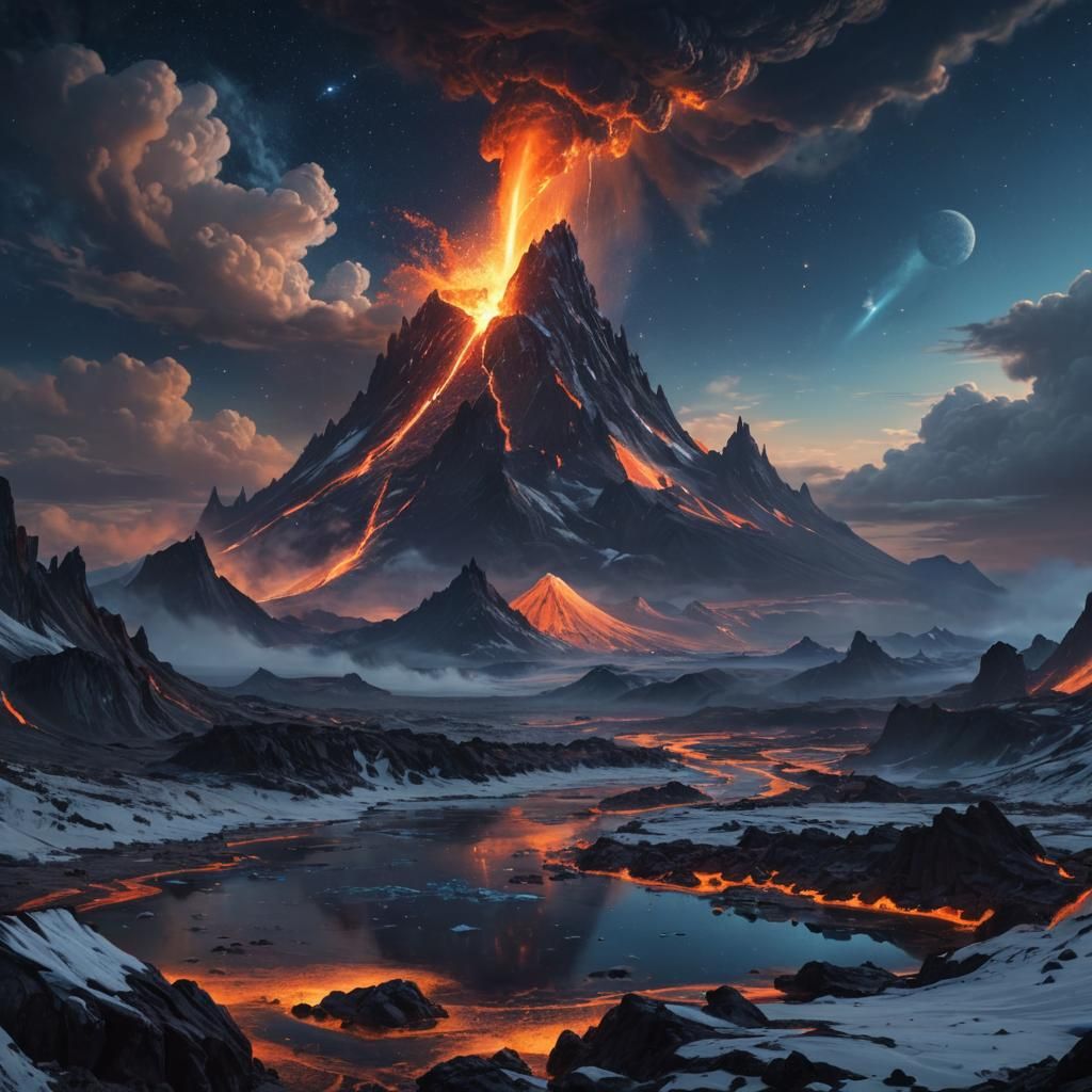 Cosmic Odyssey: Icy Realms and Luminous Nebulae