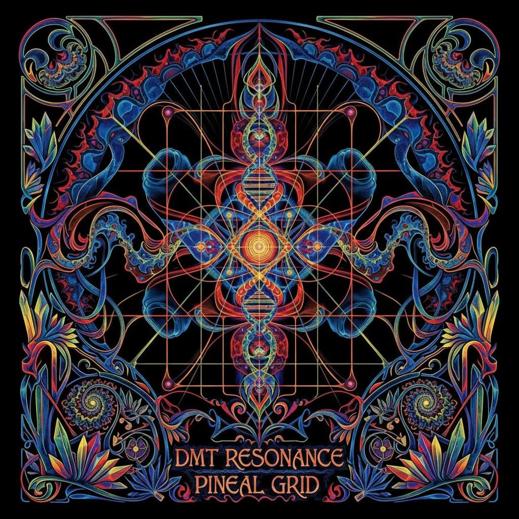 Fractal DMT Resonance Grid in Art Nouveau Style