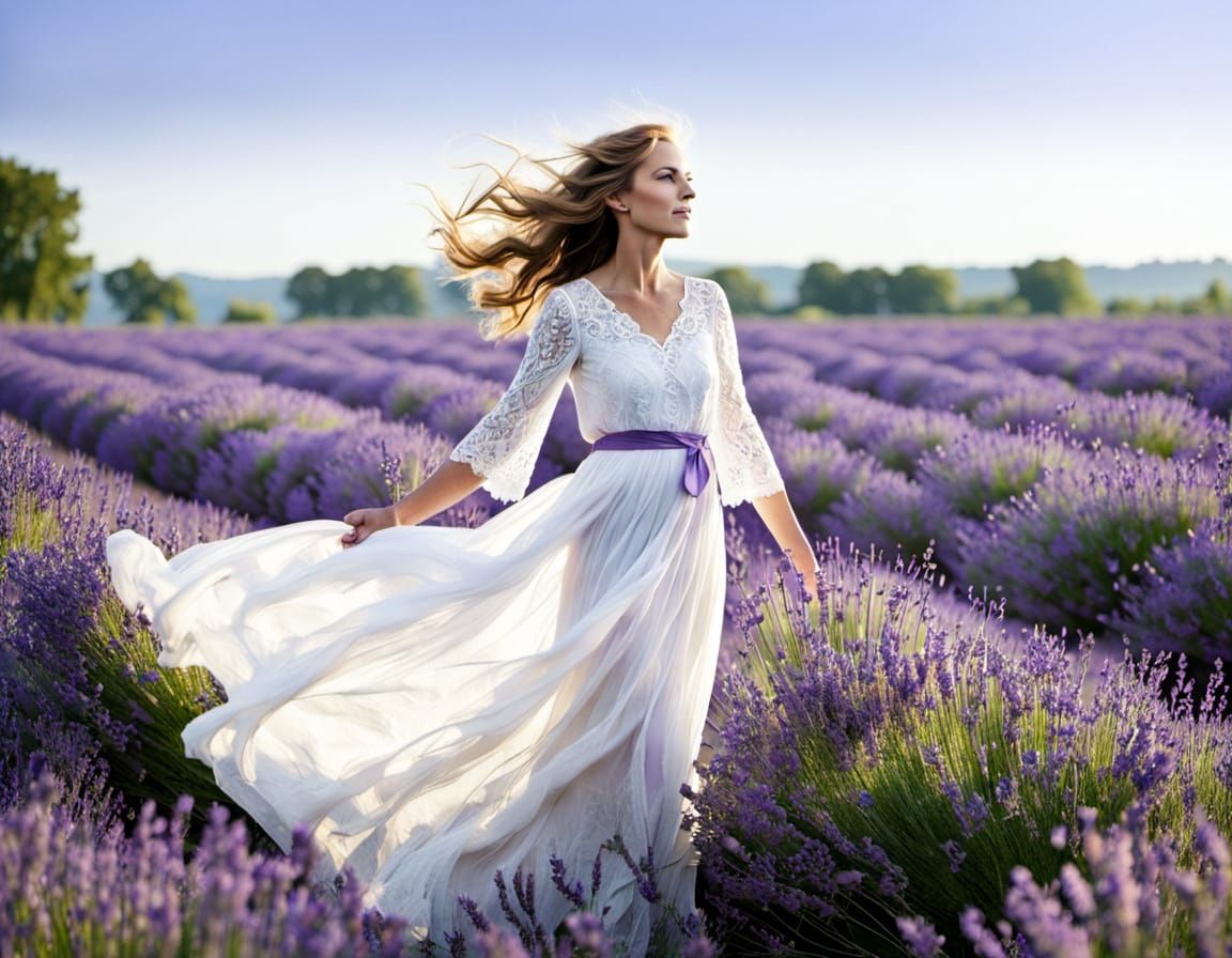 Serene Woman in Lavender Field