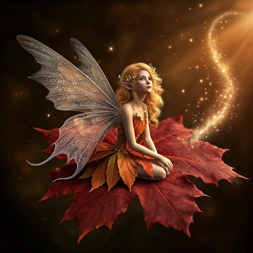 Autumn Fairy with Silver Wings