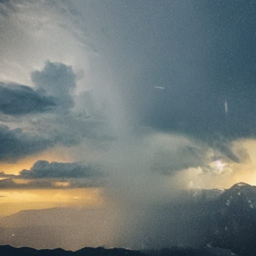 Dramatic Thunderstorm Over Mountains and Oceans