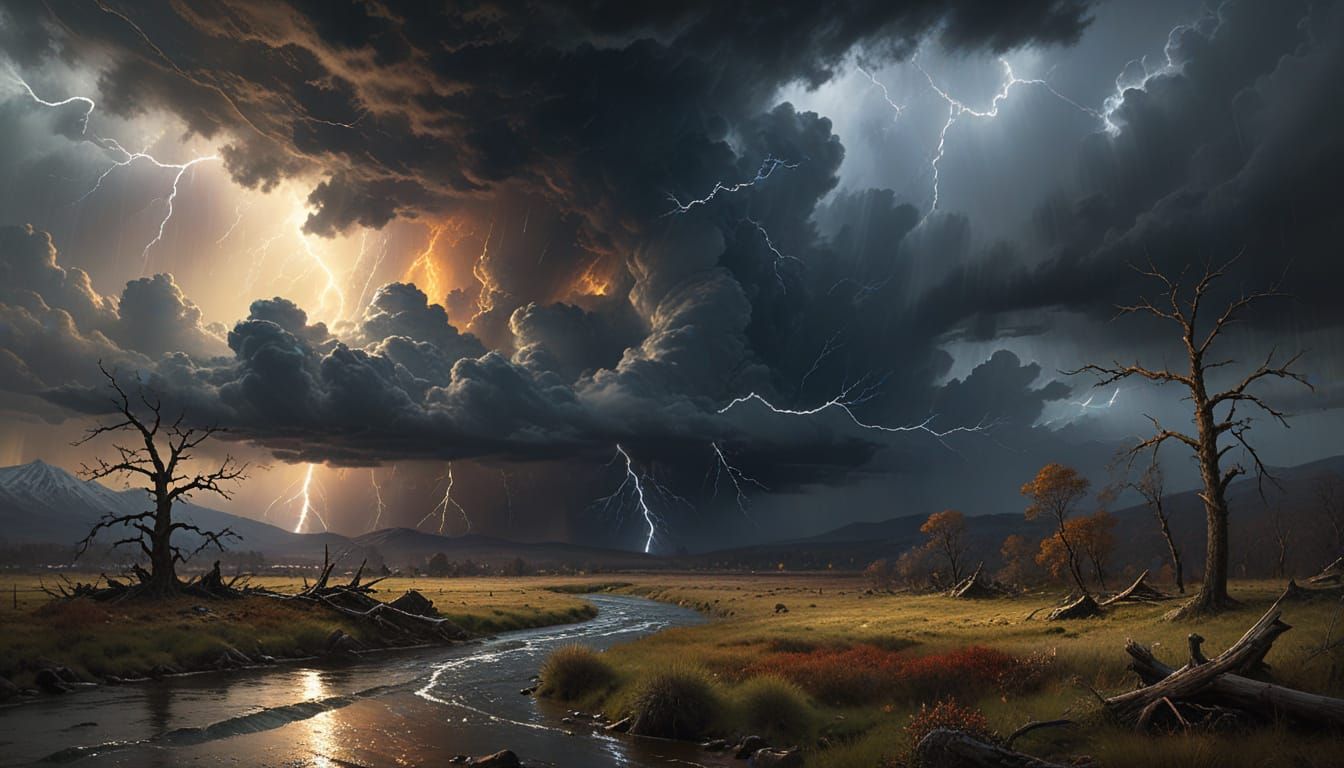 Winter Stormscape in Dramatic Brushstrokes