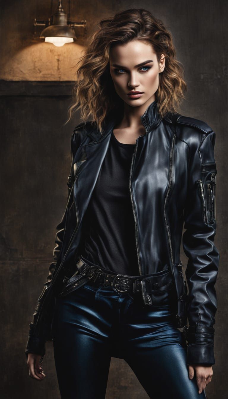 Lily James as Cyberpunk Rockstar in Ultrarealistic Portrait