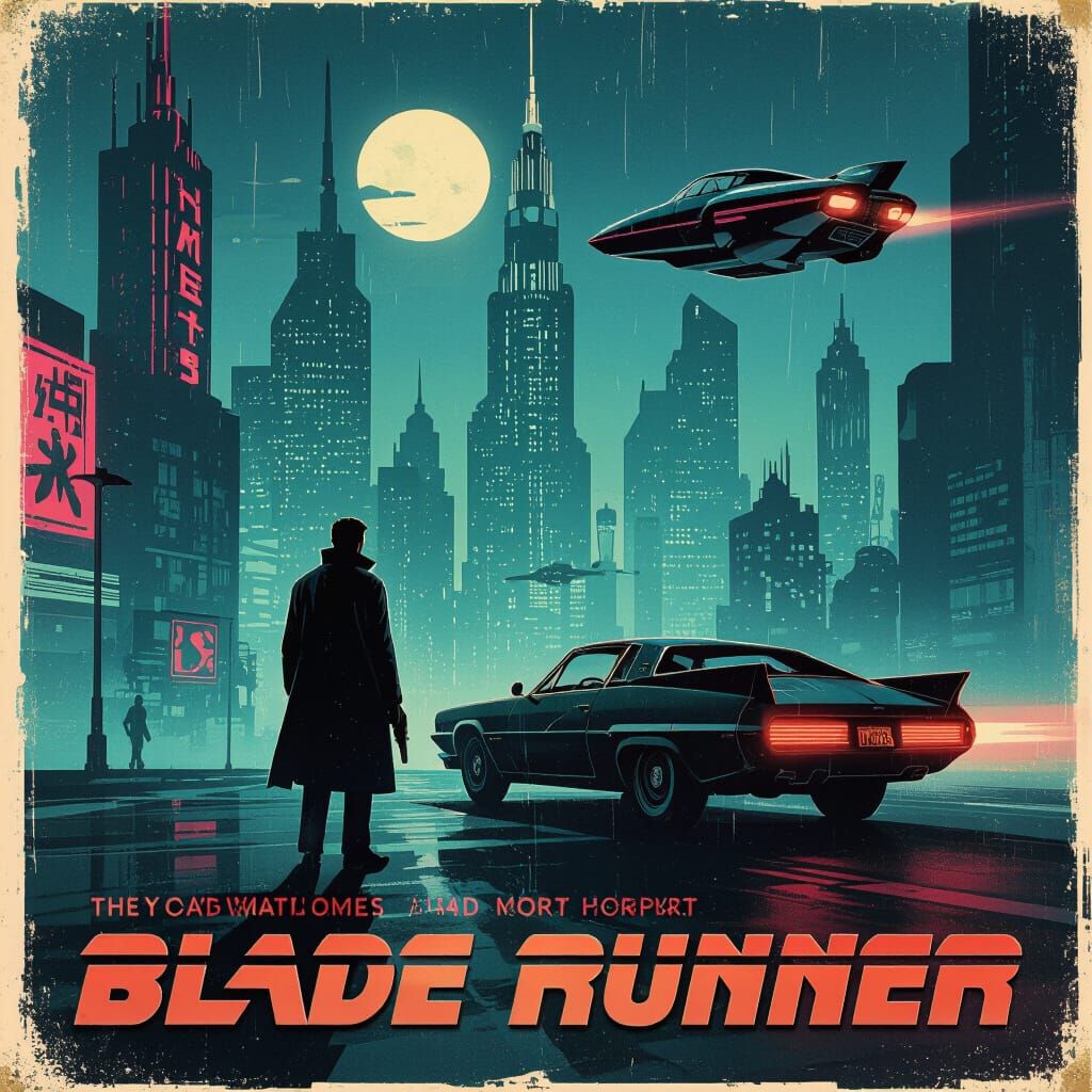 Blade Runner 1950s Sci-Fi Movie Poster Art