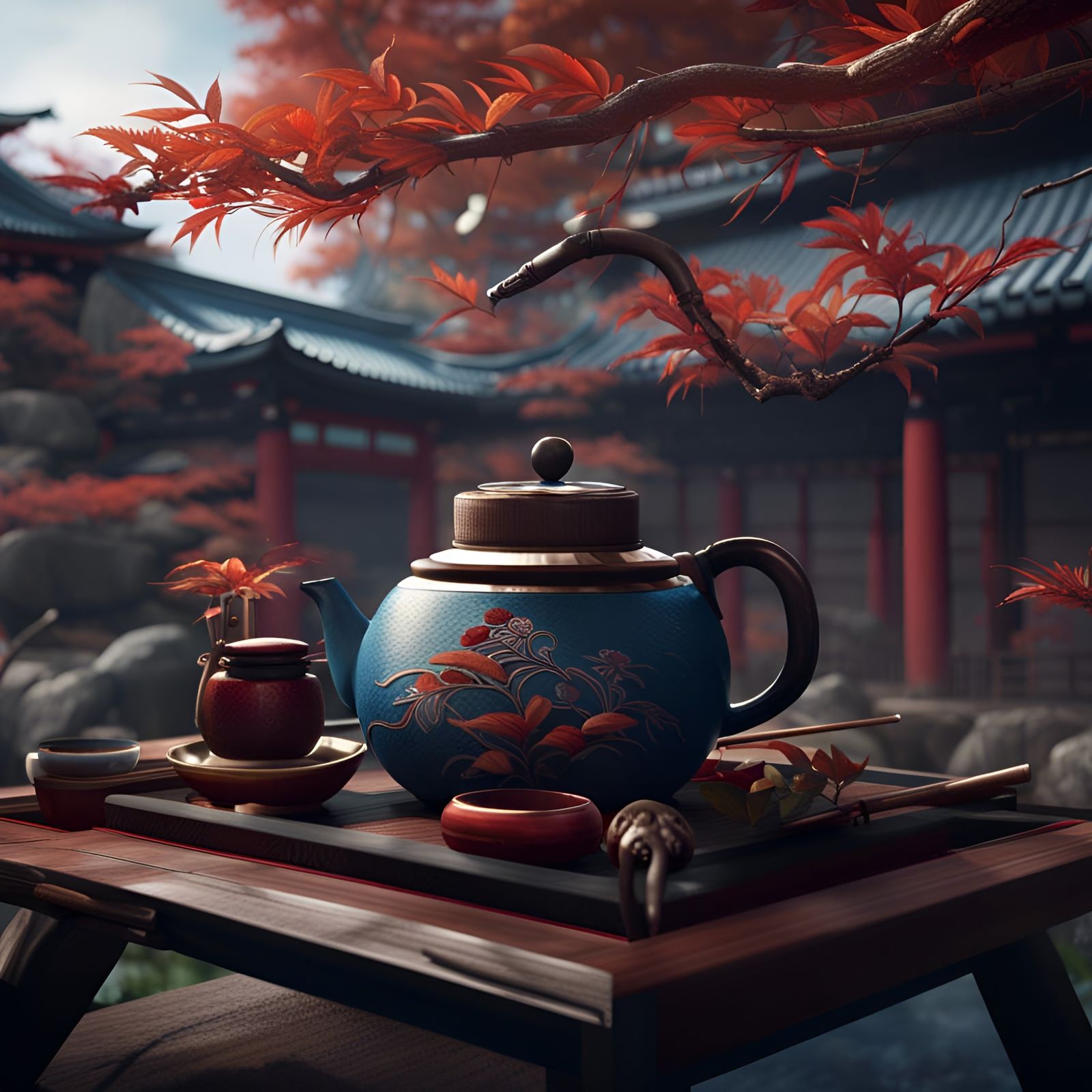 Detailed Japanese Tea Ceremony: Matte Painting in 8k