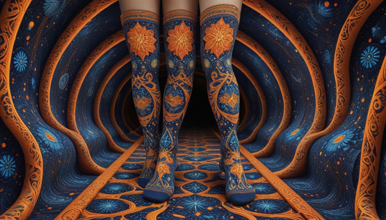 Psychedelic 1960s Fractal Tunnel Sock Design