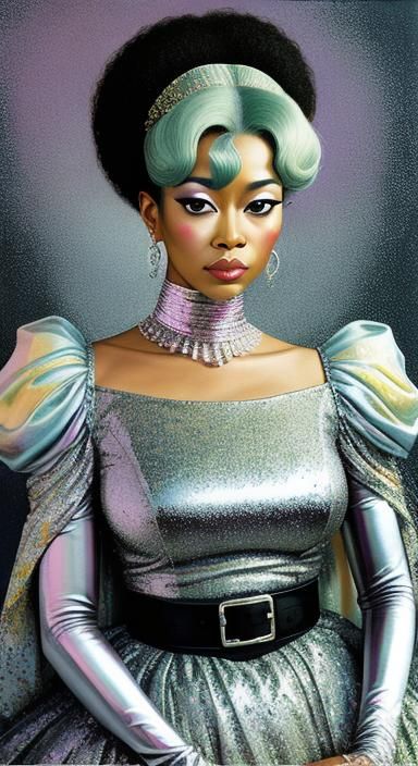Metallic Pastel Portrait of a Queen in Vector Art