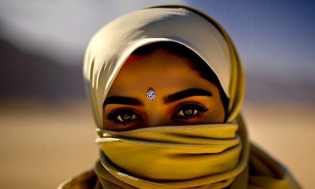 Iranian Girl Portrait with White Scarf