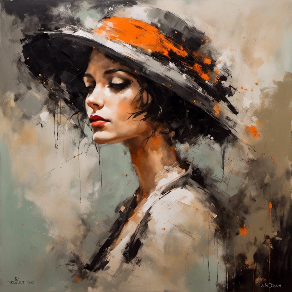 Gatsby Girl Portrait in Acrylic Abstract Style