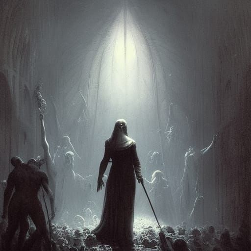 Macabre Horror Scene in Gustave Doré Style