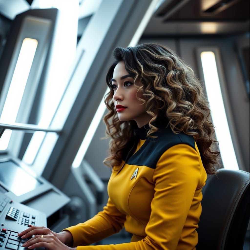 Vietnamese Starfleet Officer in Command Uniform, Engineering...
