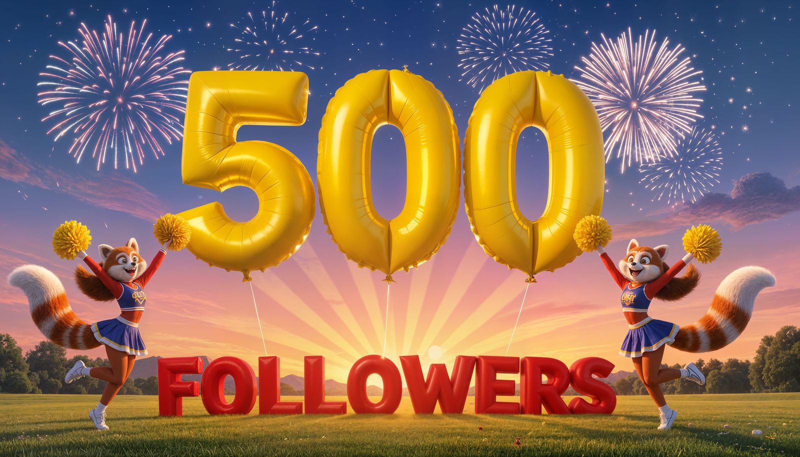 Giant 500 Celebration with Red Panda Cheerleaders