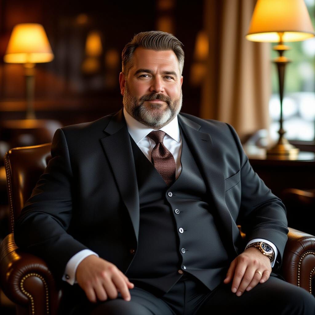 Confident Man in Suit with Golden Lighting