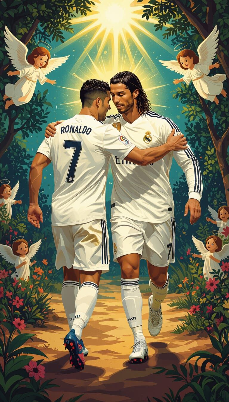 Ronaldo's Divine Encounter: A Caravaggio-esque Scene