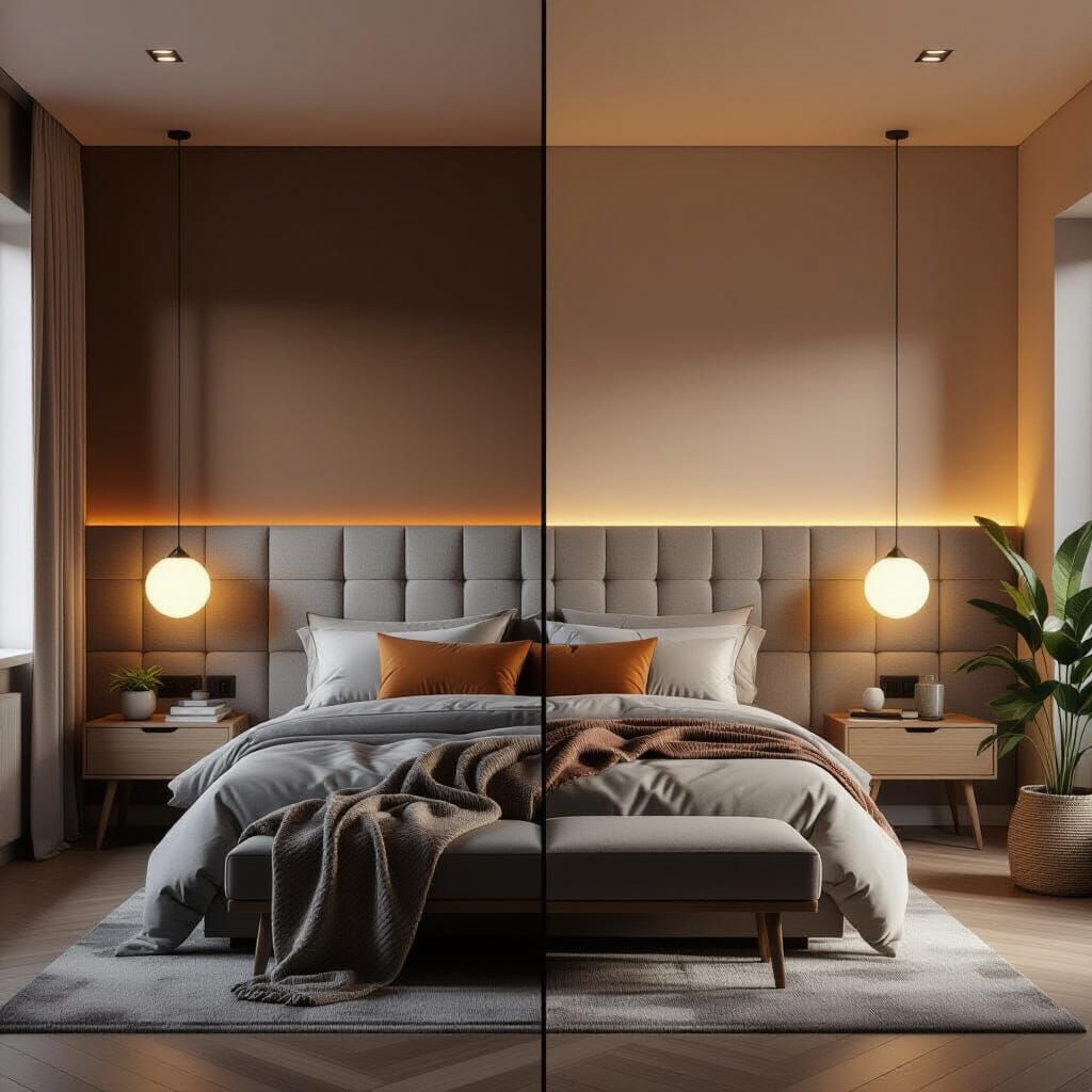 Modern Bedroom Lighting Before & After Comparison