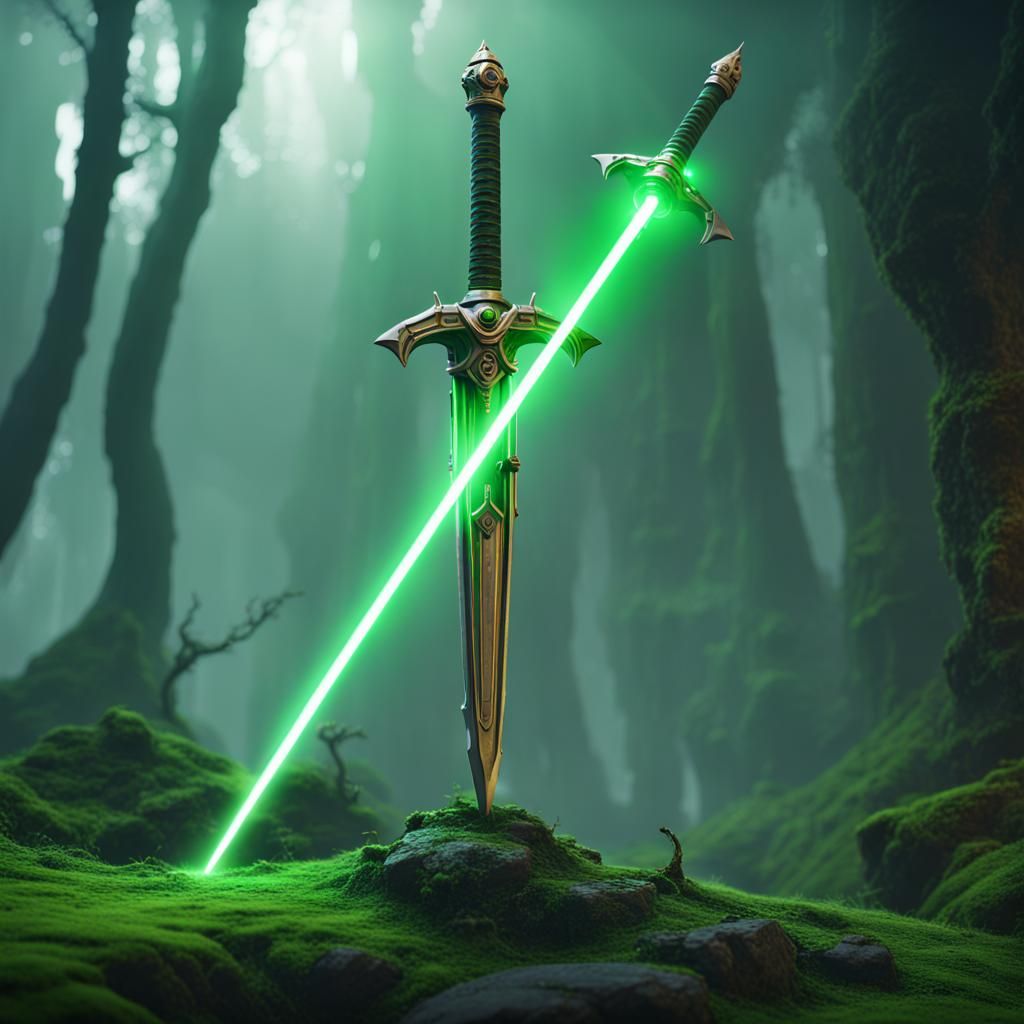 Green Laser Sword: Detailed Matte Painting