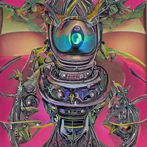 Psychedelic Robot with Blue Eyes