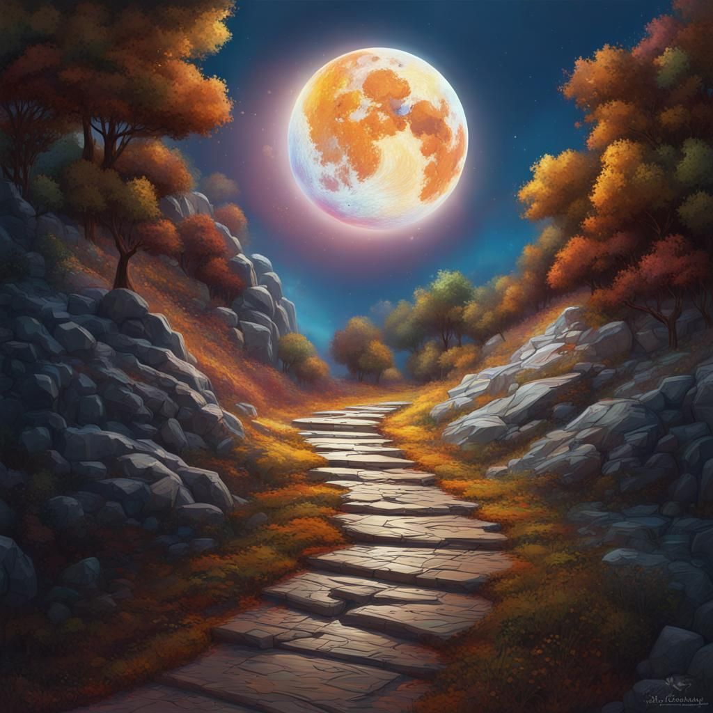 Hyperrealistic Path to the Moon Concept Art