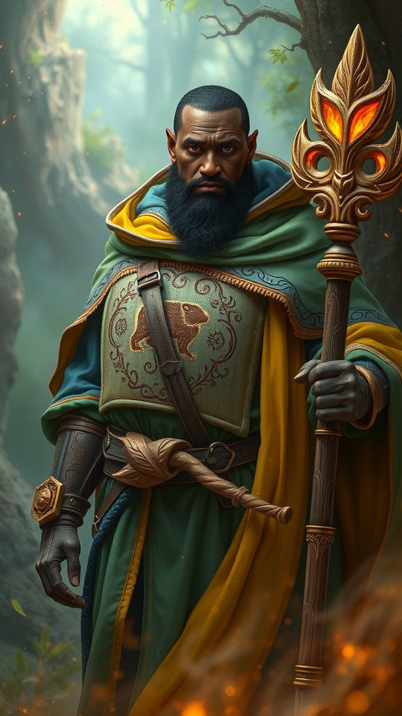 Mystical Mage in Ethereal High-Fantasy Landscape