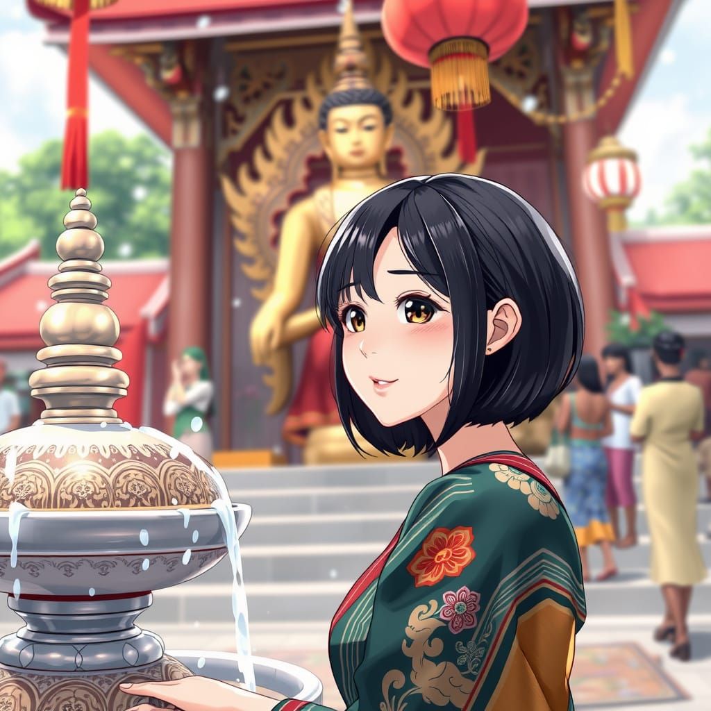 Thai Woman Visits Temple to Pour Water Over Buddha for Good ...