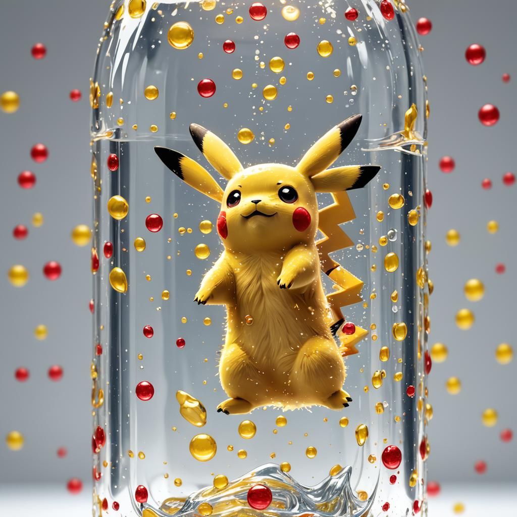 Pikachu in a Bottle: Vibrant Digital Art